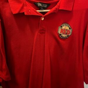 Lands end genny red lager golf shirt